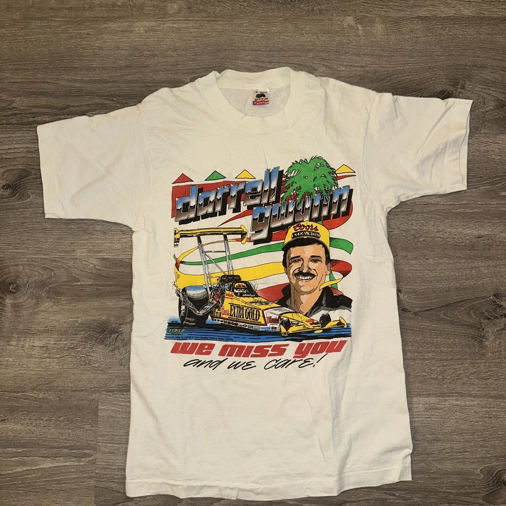 Vintage NHRA Shirt Darrel Gwynn Memorial Tee Car Racing Promo Dale NASCAR RARE